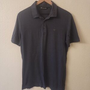 Travis Mathew The Heather Gray Striped Polo Shirt Mens Size Medium